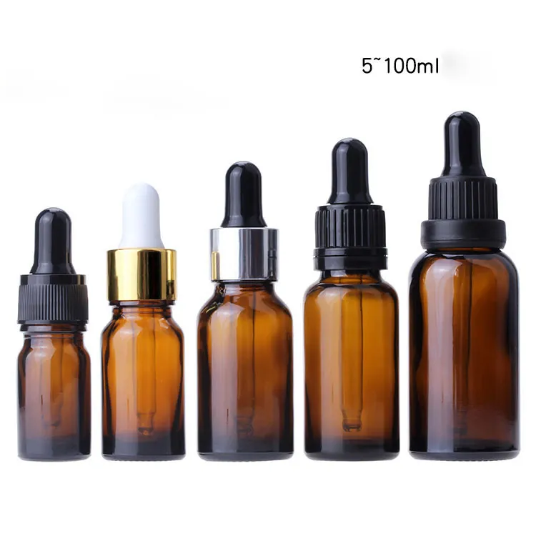 Venda quente Vidro Âmbar do conta-gotas do frasco para a amostra do saco E suco líquido 5ml1 ml 15 ml 20 ml 30 ml 50 ml 100 ml