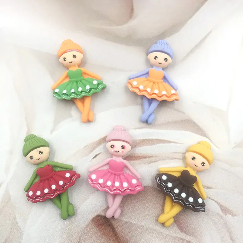 30Pcs Mini Cute Dancing Girl Flat back Resin Cabochon Kawaii Princess Embellishments Accessories DIY Hair Bows Center:32*20mm