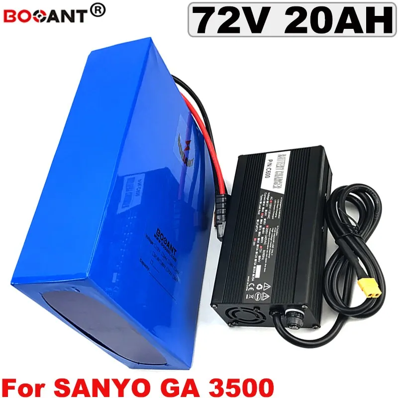 72V 20AH 산요 용 전기 자전거 배터리 GA 3500mAh 18650 셀 72V 1500W 3000W 전자 자전거 리튬 + 5A 충전기 무료 배송