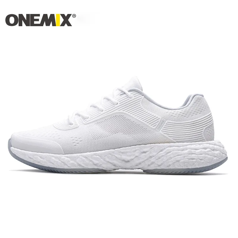 ONEMIX blanca zapatillas de deporte de los zapatos corrientes para los hombres al aire libre suave Maratón las zapatillas de deporte zapatos que caminan Viajes Trekking Correr Calzado