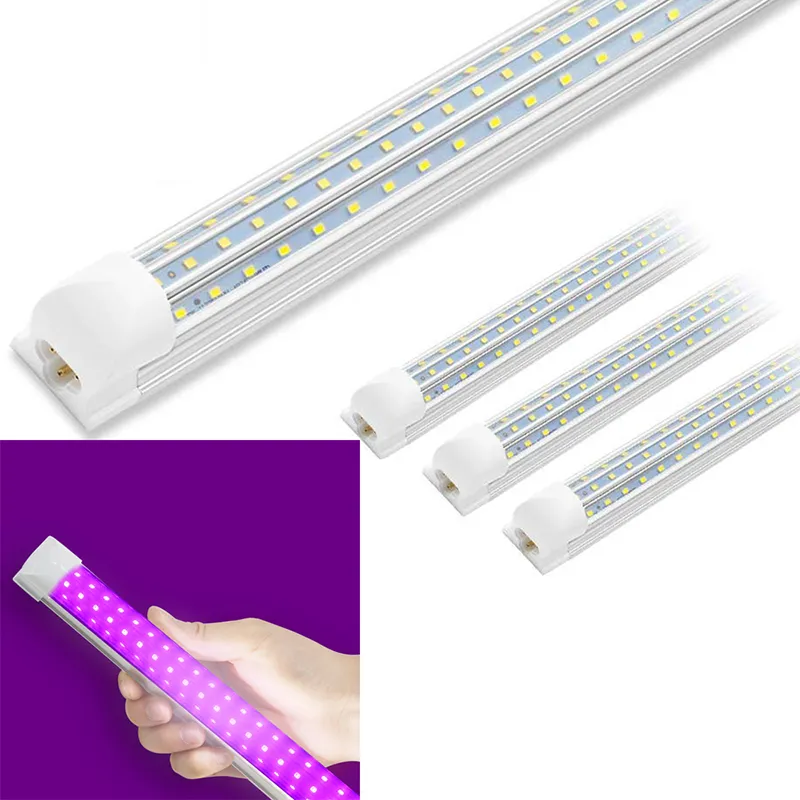 UV LED BlackLight Integrar T8 D Em Forma LED Tubo UVA 395-400NM 365NM 8FT 6FT 5FT Câmbio de Tubo 4FT Blub Lamp Lâmpada Ultravioleta Desinfecção Germe