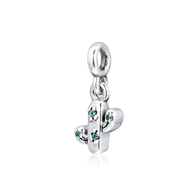Cactus Charm 925 Sterling Silver My Lovely Cactus Dangle Charm for Pandora Me Bracelet Jewelry Making