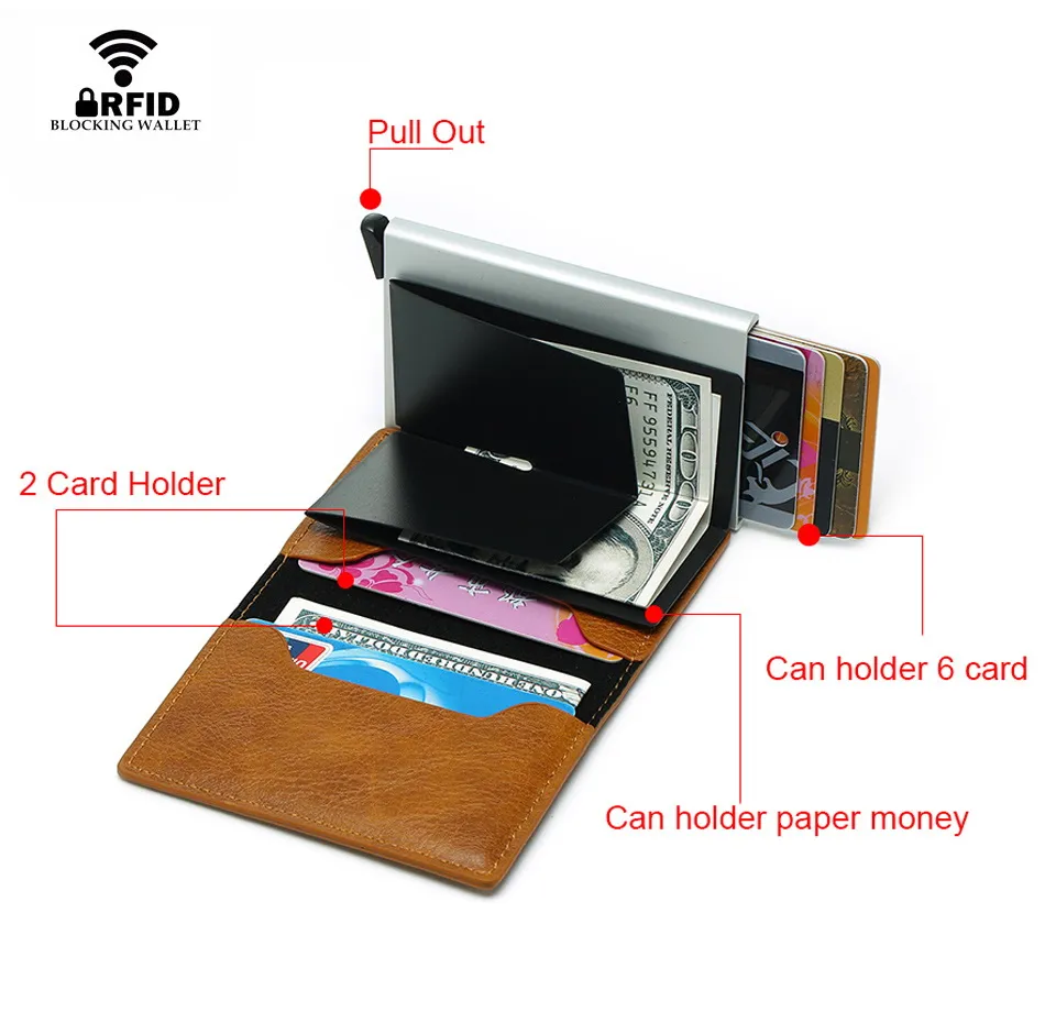Credit Car Holder Anti-Theft Automatic Wallet Card Case Men Mini Leather Male Purse Foreign Trade Credit Card