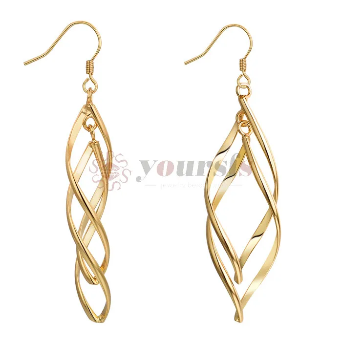 YourSFS Hollow Rhombus Gota Dangle Brincos para Mulheres Gold Color Folha Piercing Jóias Presente