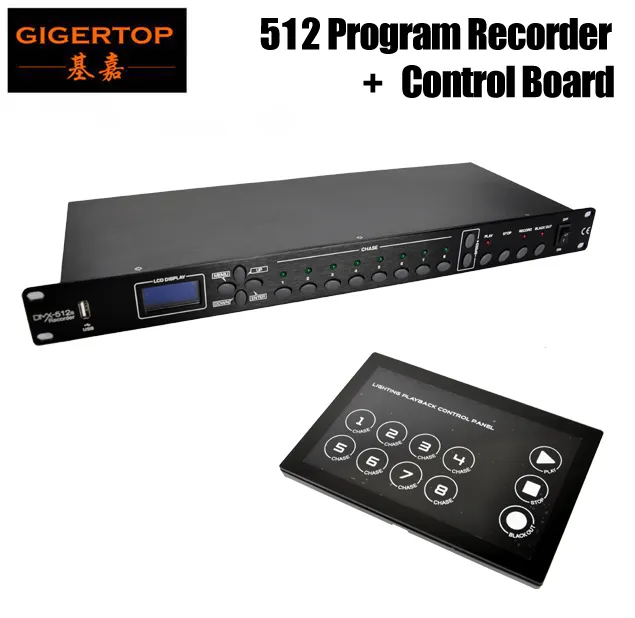 GIGERTOP TP-D1342 + TP-D1343 DMX 512 Kanalen Programma Stage Light Recorder met aanraakbaar glasbord Freeshipping