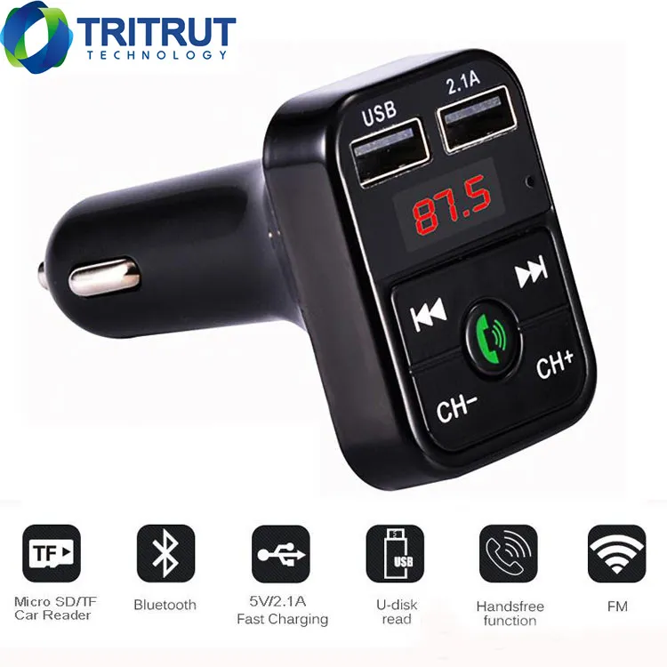 Adaptateur de voiture Bluetooth, transmetteur FM, kit mains libres