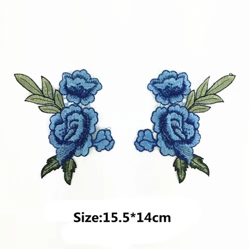 8 Toppe Ricamate A Forma Di Rosa Blu - Termoadesive O Da Cucire, 12x10 Cm, Per Abbigliamento E Accessori
