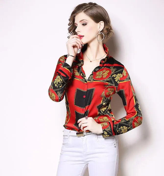 Compra Breasted Solo Verano Cuello De Solapa Camisas De Las Mujeres  Elegantes OL Estilo Chino Rojo Blusas Estampadas Primavera Camisa Delgada  Del Ajuste Barato | Entrega Rápida Y Calidad | Es.Dhgate