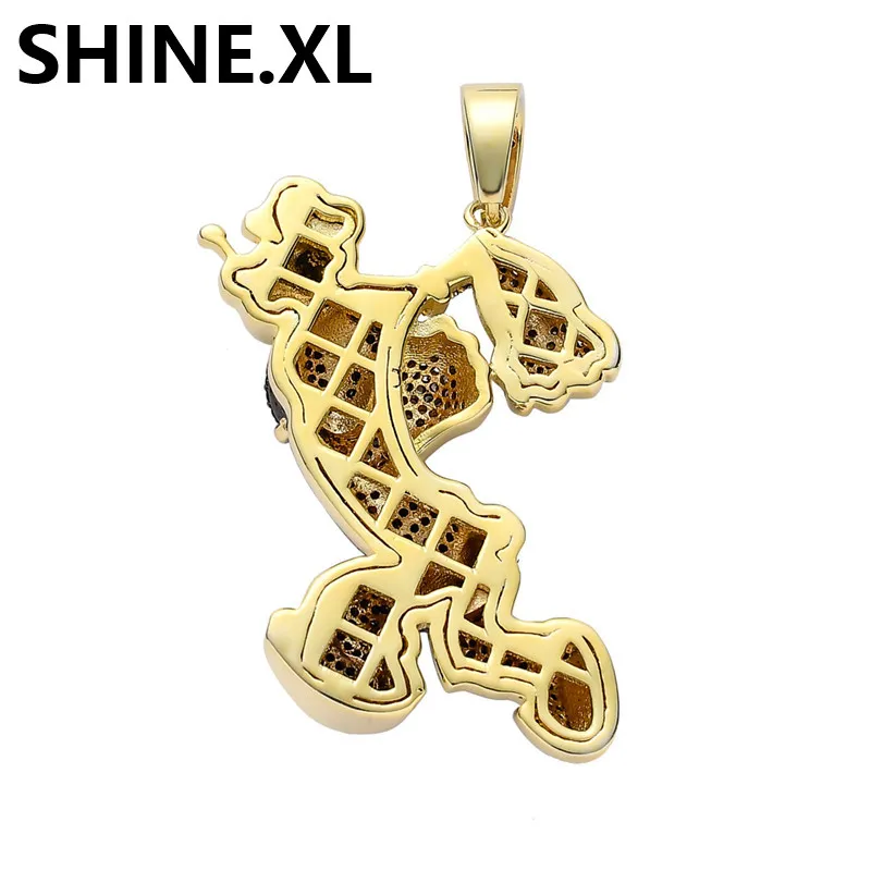 Mens Hip Hop Jewelry Cartoon Popeye Pendant Necklace Two Tone Color Iced Out Zircon Stone Jewelry Homme224G