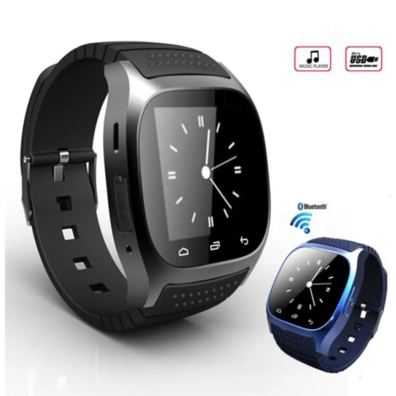 M26 SmartWatch Bluetooth Smart Watch för Android Mobiltelefon med LED-display Musikspelare Pedometer i Retail Package