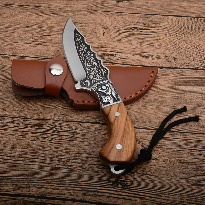 440C Satin Blade Fixed Blade Hunting Knife With Leather Sheath From  Allvin17, $16.16
