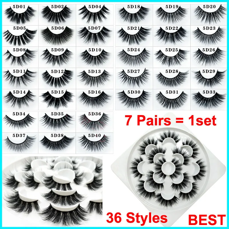 3D Mink Make Valse Wimpers 7 Pairs Dramatische Handgemaakte Strip Wimpers Natuurlijke Dikke Zachte Volume Faux Mink Valse Wimpers