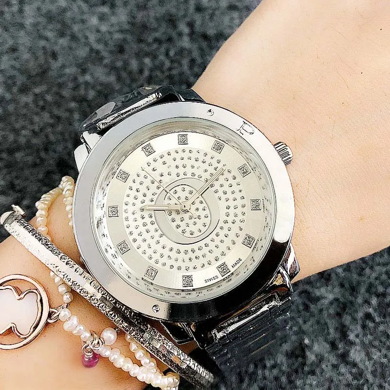 여자를위한 패션 브랜드 시계 여자 크리스탈 스타일 스틸 메탈 밴드 석영 손목 시계 P21