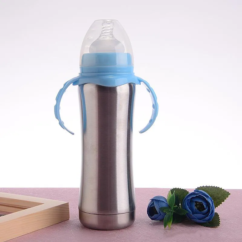 8oz Sippy Cup Naubloelly Steel Baby Baby с ручкой Tumblers портативные детские кружки с двойным стенным вакуумным утепленным кормлением бутылка для кормления бутылка для молока