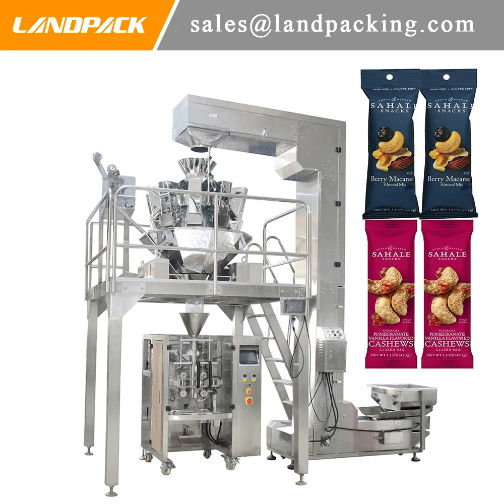 Автомат для фасовки и упаковки орехов кешью с орехами кешью