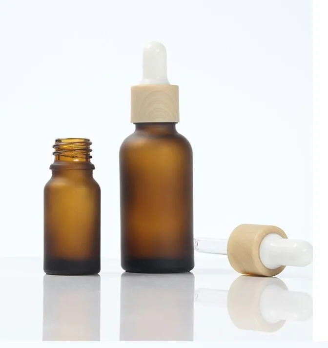 15ml 30ml 50ml Frosted Amber clare milk White Glass Dropper Bottle with plastic Cap 1oz Glass Bamboo Essential Oil Bottle