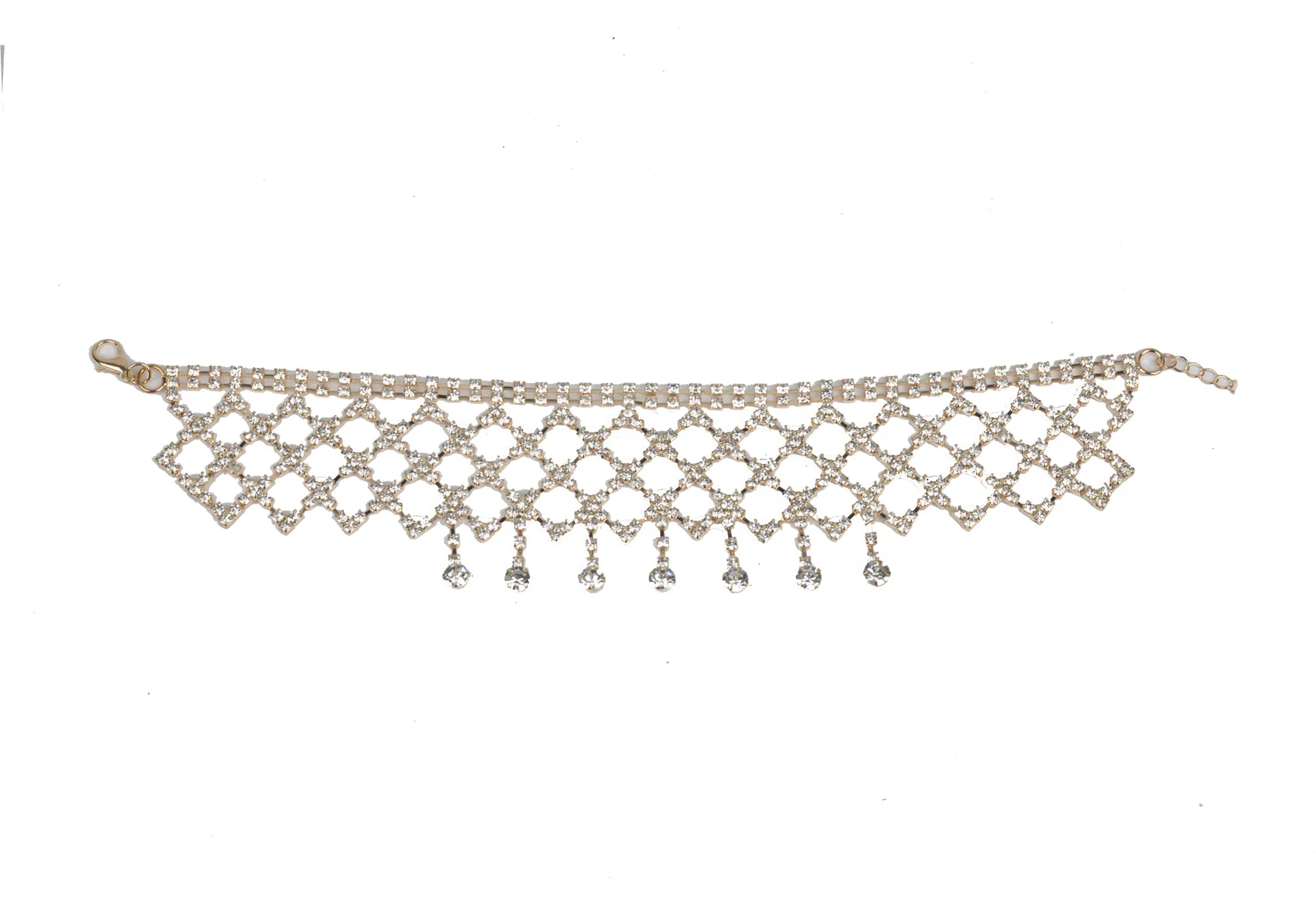 매우 여성 여자 밤 파티 전체 라인 스톤 다이아몬드 크리스탈 목걸이 초커 문 목걸이 빛나는 도매 - 디자이너 명품
