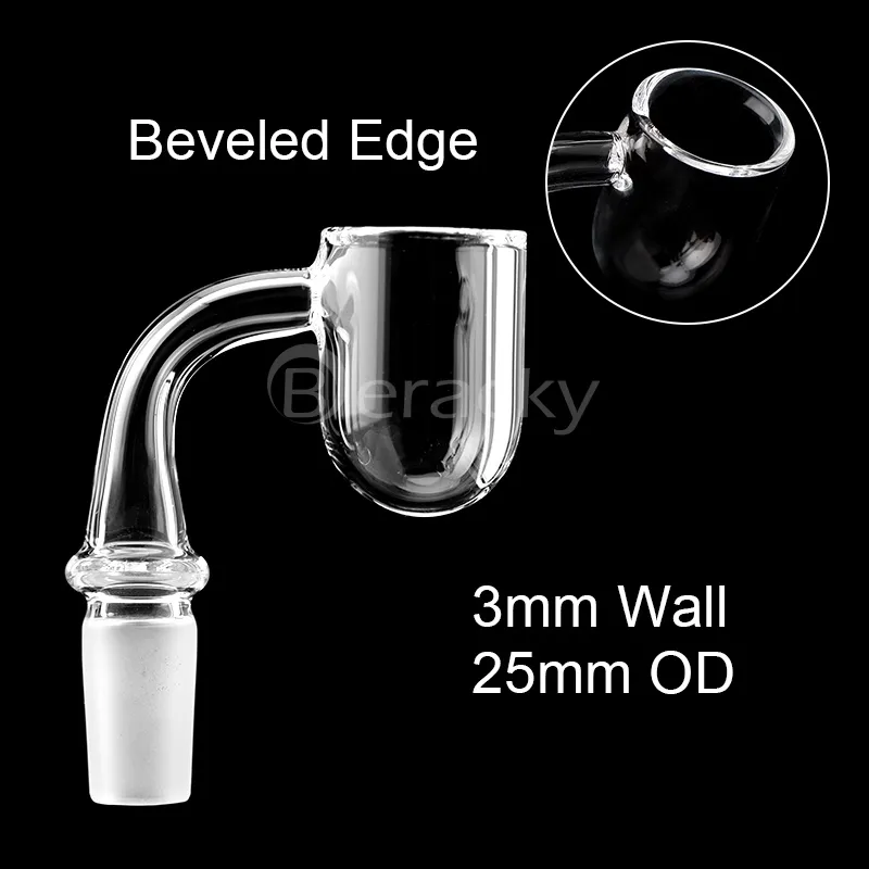 3 mm Parte inferior redonda Borde biselado Cuarzo Banger Bubble Joint 25 mmOD 10 mm 14 mm 18 mm Macho Hembra Clavos de cuarzo para vidrio Agua Bongs Dab Rigs