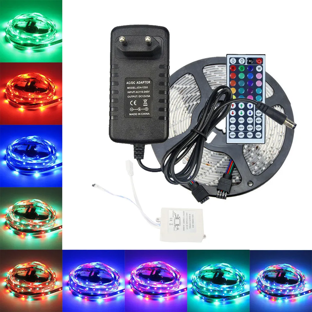 RGB LED-strips 2835SMD 5M 10M IP20 LED's Lichtband Lint Flexibele Strip Set met Power Adapter Controller