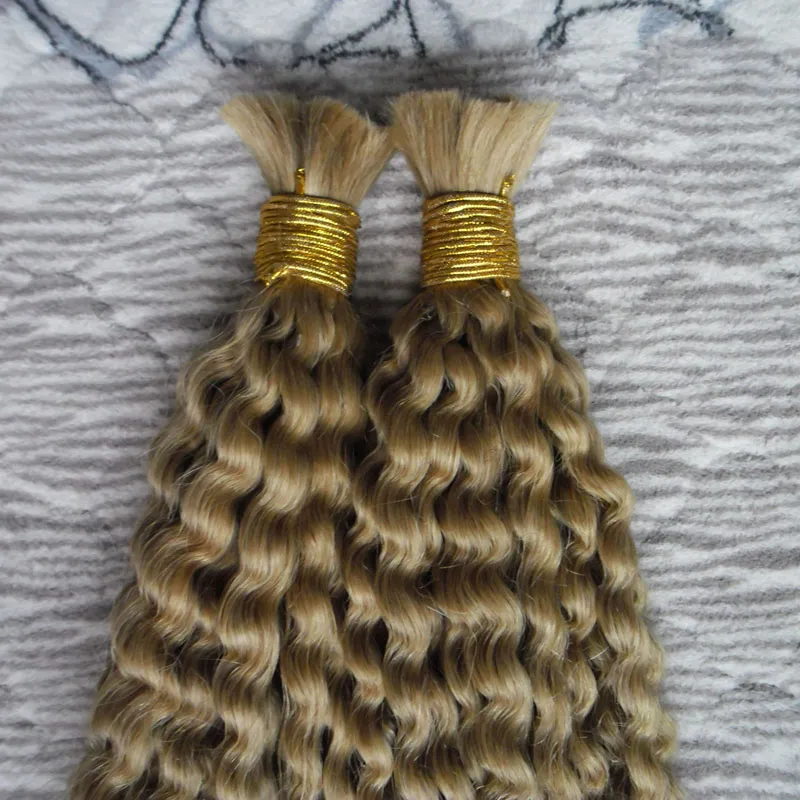 Bulk capelli umani all'ingrosso 2 pacchi Bulk capelli ricci afro crespi intrecciati 200G senza trama di capelli umani per intrecciare