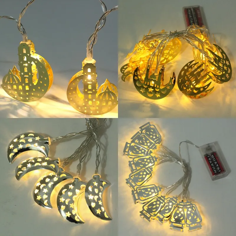 Eid Mubarak Ramadan Lamp Moon LED String Light Muslim Islam Home Decor  Ornaments