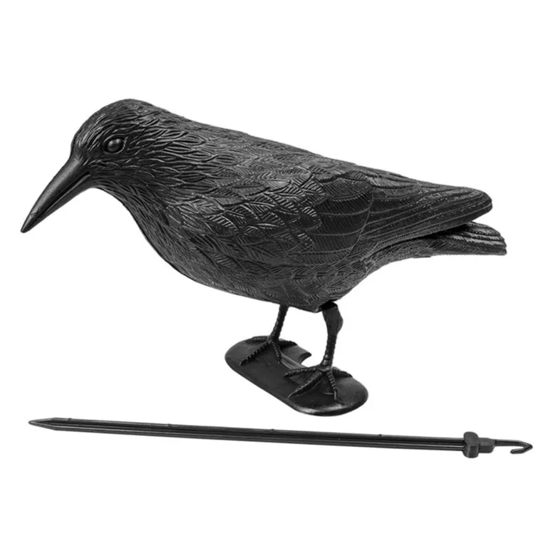 PestControl 5in Black Crow Decoy Pest Bird Pigeon Control Repellent Garden Scarer Scarecrow för hushållshem