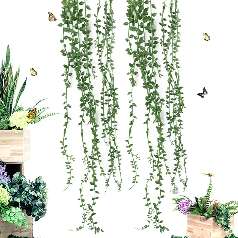 FLOR ARTIFICIAL String PU Pu Falsa Tear of Lover Diy Green Wall Plant Plant Suculents Greath Wreath Home Party Wedding Decor