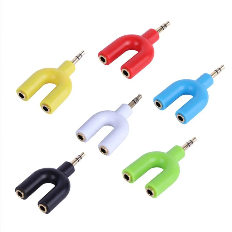 3.5mm audio uitbreiding adpater y u splitter aux kabel converter 1 man tot 2 vrouwelijke jack connector snoer pluggen voor hoofdtelefoon oortelefoons