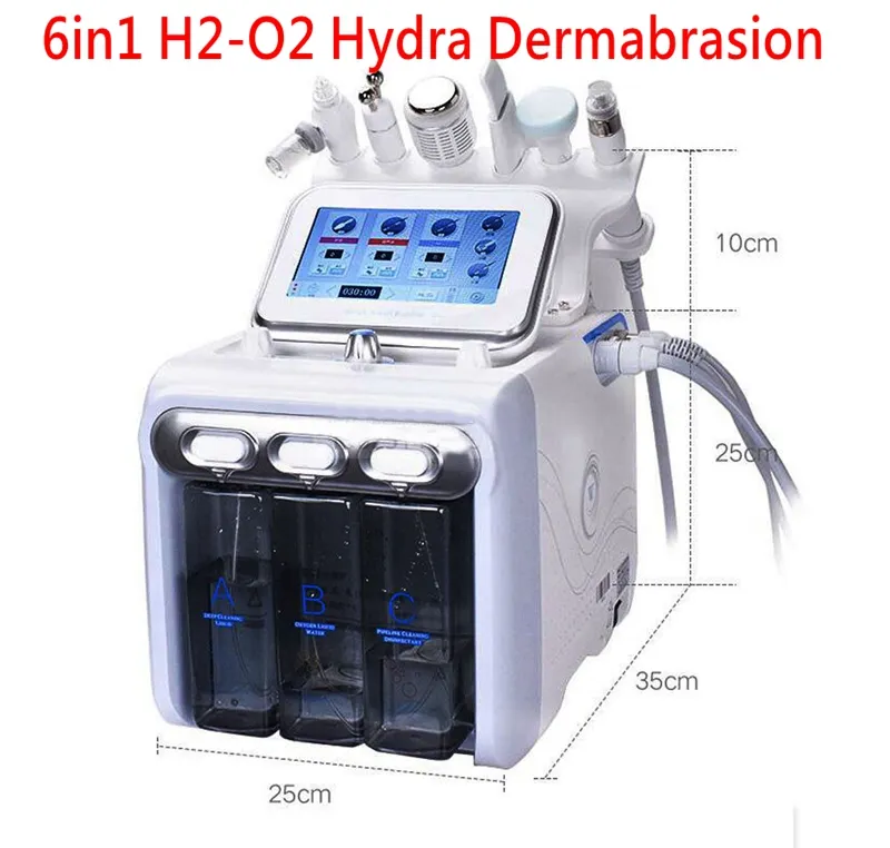 6 in1 Hydra máquina facial Dermabrasion Aqua Peel RF Bio-Lifting Spa Facial Hydro Água Microdermoabrasão Martelo frio Oxigênio