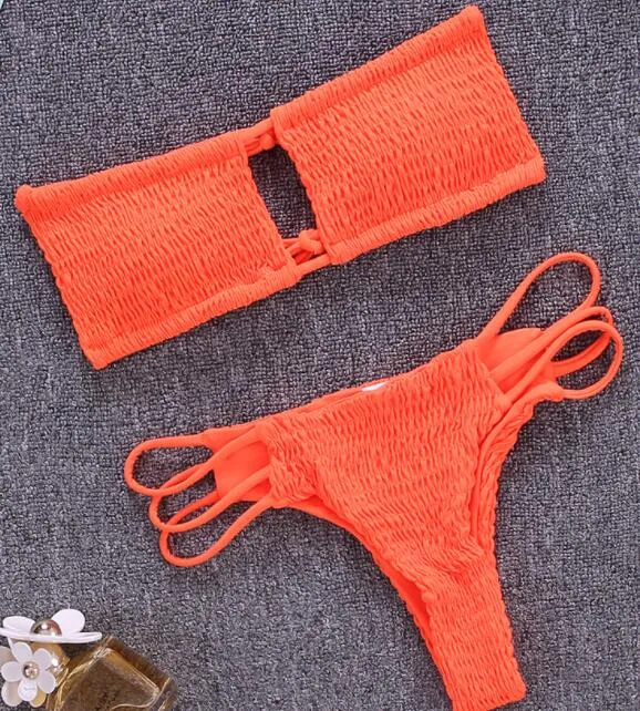 2019 Bikini Fold Sexy Solidne Damskie Trzy Point Stroje Kąpielowe Bikini Mundury Zestawy Sporty Online Zestawy Odzież Pływanie Sporty Elastyczne Stylowe