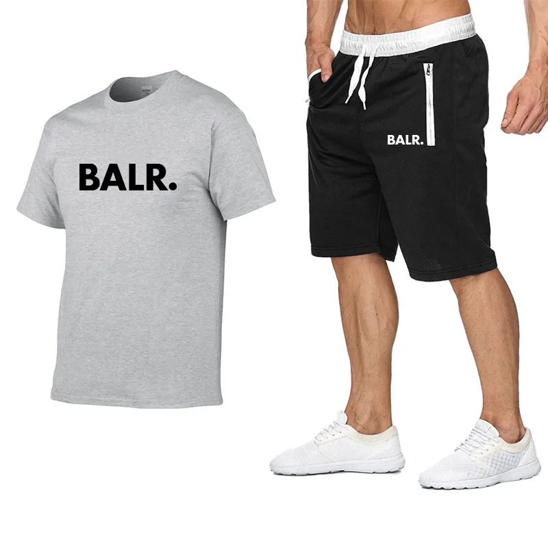 Summer Sport Mens Tracksuits Sportswear T Shirts+Pants Running Shorts sets Clothes Sports Joggers Training BALR Fitness Suits Clothing