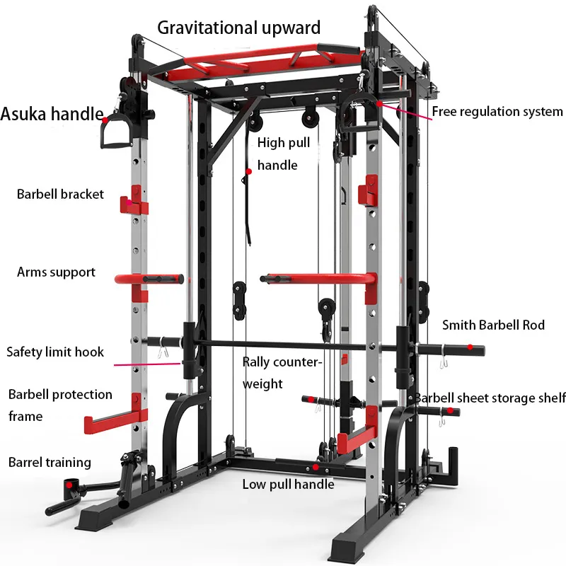 Smith Machine Steel Squat Rack With Integrated Fitness Equipment