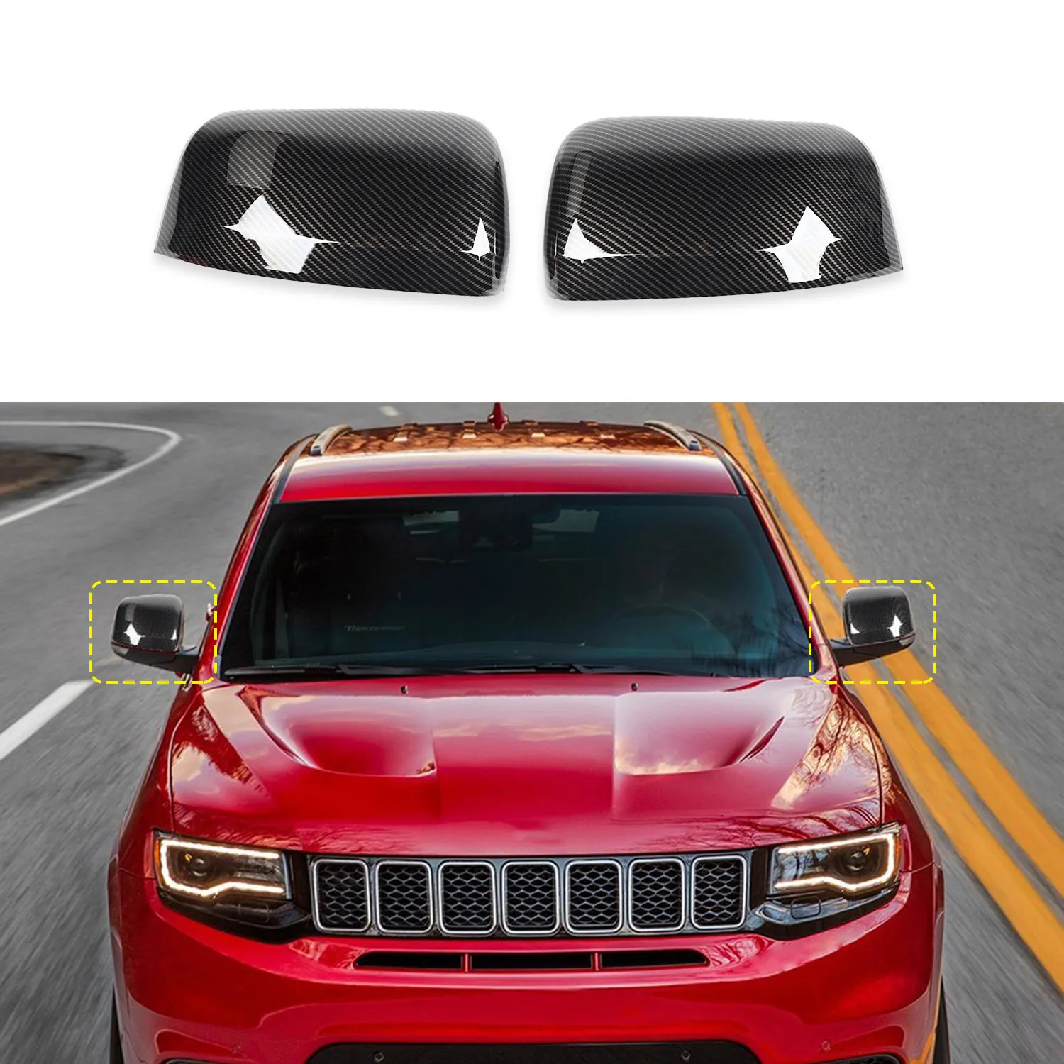 Jeep Grand Cherokee 2011+自動外観アクセサリーのためのABS背面図のミラーカバーカーボンファイバーの装飾