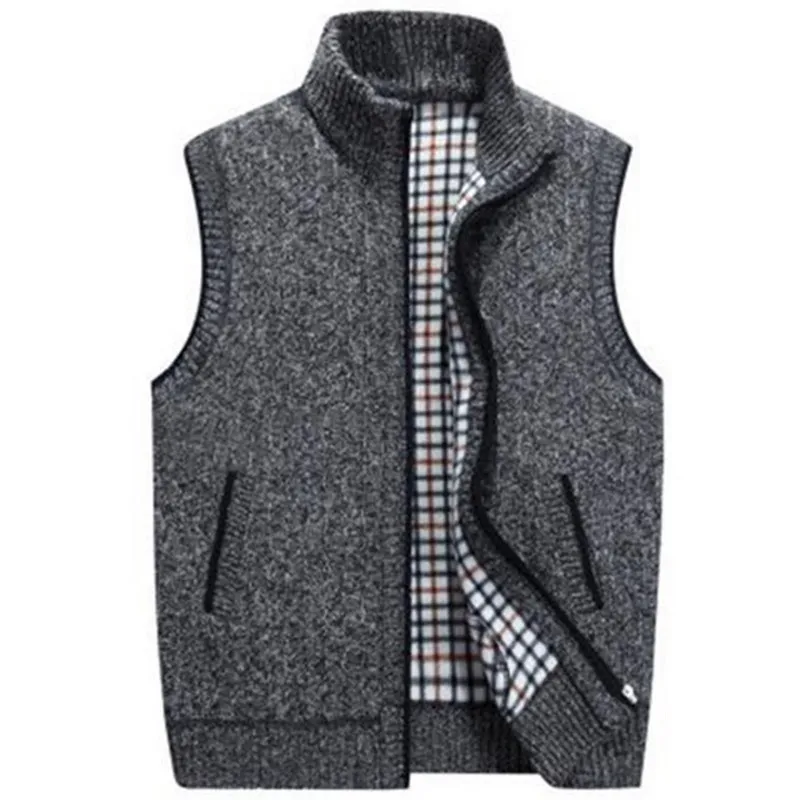 Puimentiuamens gilet maglione di lana invernale gilet lavorato a maglia senza maniche da uomo 2019 nuovo maglione in pile caldo taglie forti