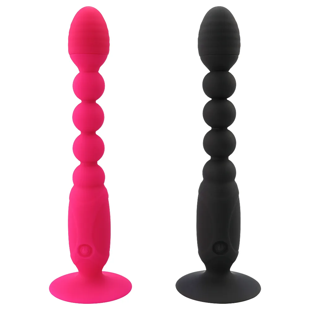 Silicone USB-uppladdningsbara analpärlor Buttplugg Vibrator Long Anus Vibrator Anal Plug Sexleksaker för kvinnor J2204