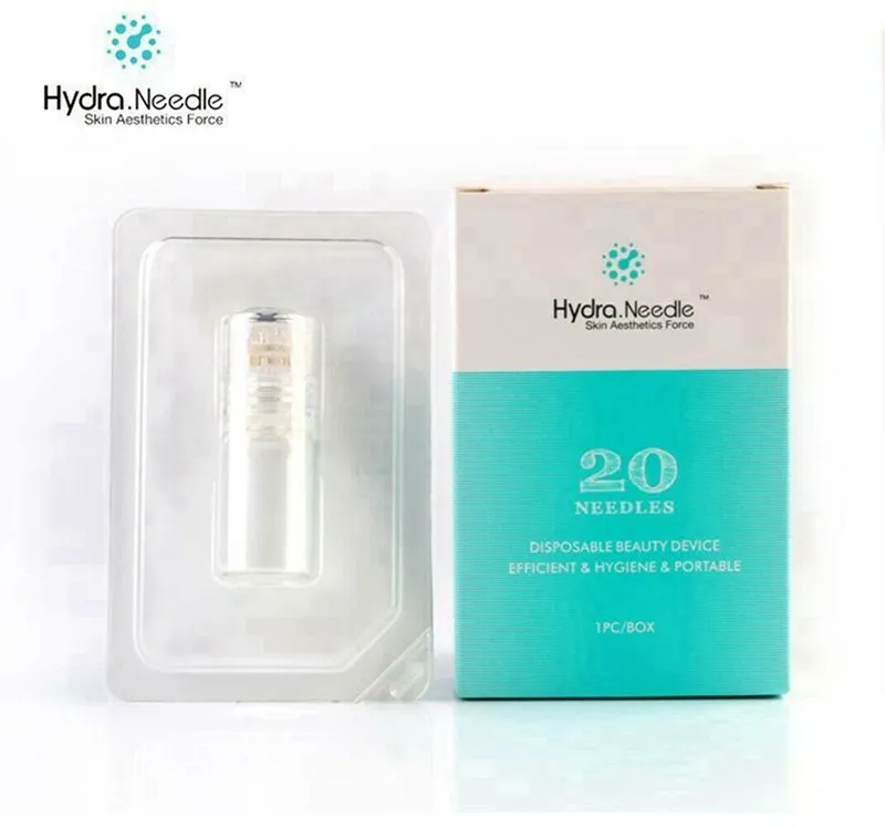 Ny förpackning Hydra Needle 20 Aqua Micro Channel Mesotherapy Gold Needle Fine Touch System Derma Stämpel CE