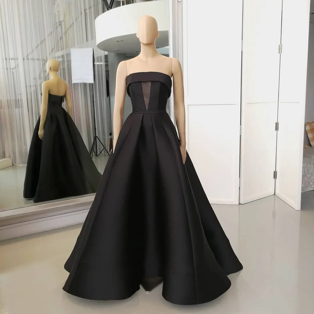 Elegant Strapless Black Evening Gowns - A-Line Satin Formal Dress, Shop  Now! from Dhgate Prom Dresses - price 218.83