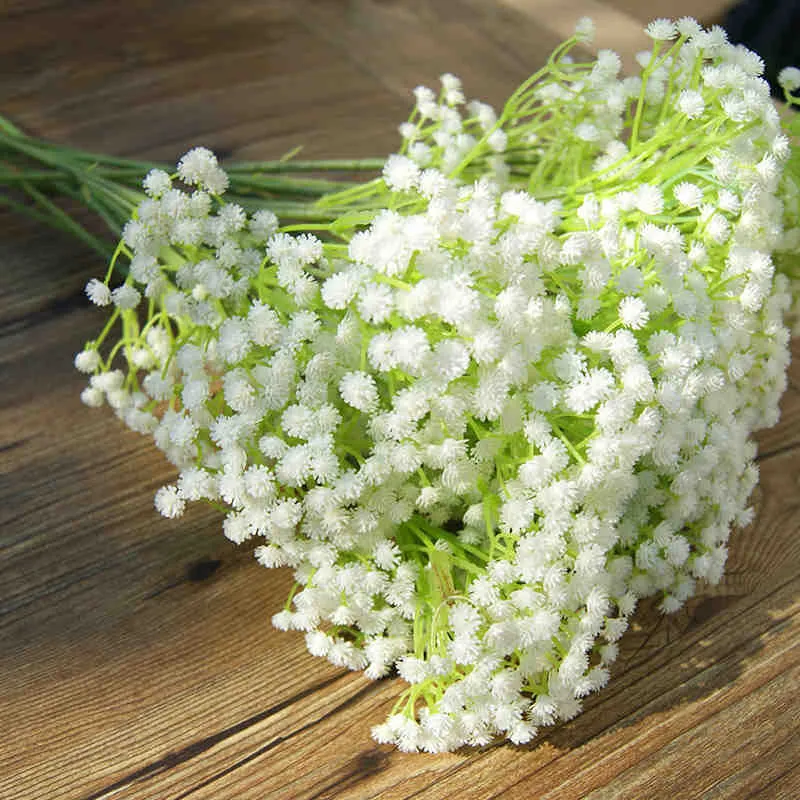 Babys respirar flores artificiais de 52 cm de comprimento falso touch real gypsophophila para casamento de Natal DIY Party Home Garden Office Decor