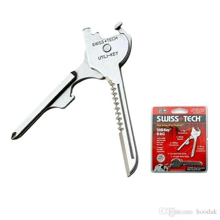 6-in-1 Stainless Steel Keychain Multi-Tool – Screwdriver, Bottle Opener, Camping Gadget