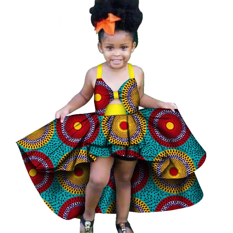 Fashion Africa Children Clothing Dashiki Cute Girls Dresses Bazin Ruffles African traditional clothing African children dresses WYT277