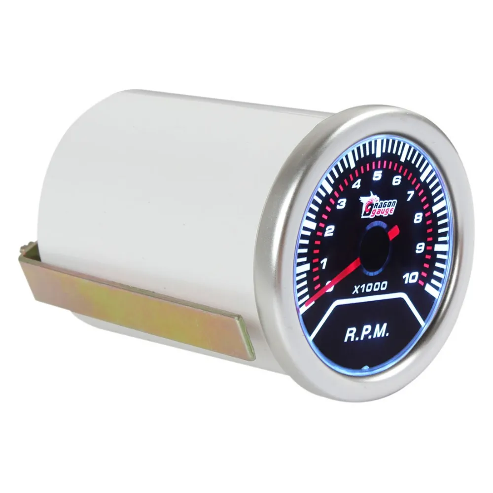 Freeshipping 2" 52mm 0 ~ 10000RPM Car Vehicle White LED Universal Tachometer Tacho Gauge Meter RPM