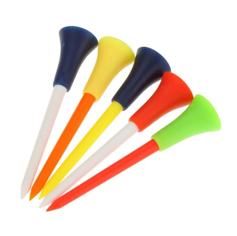 100 шт. / Сумка Multi Color Plastic Golf Tees 83mm Прочная резиновая подушка Топ Golf Tee Golf Аксессуары Бесплатная Доставка