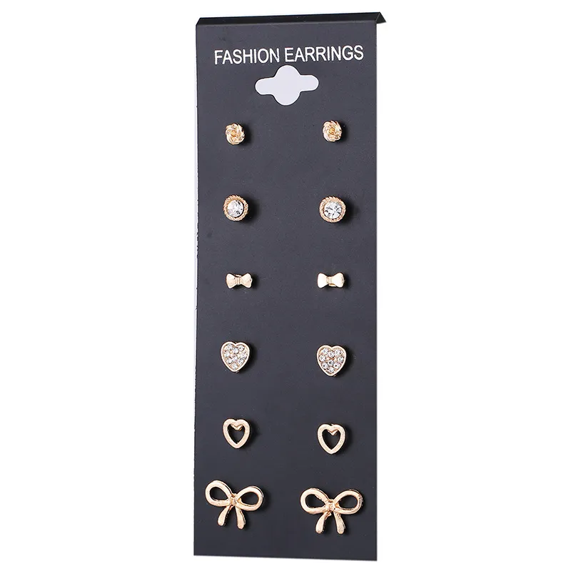 Amazon vente chaude 6 paires ensembles de boucles d'oreilles géométriques simples pas cher en gros boucles d'oreilles femmes mélange boucle d'oreille