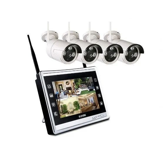 4CH 720P Camera 12 '' 'LCD Wireless Monitor NVR CCTV Security System H.265 WIFI 4-kanaals Plug en Play Surveillance Set