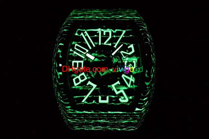 最高品質の男性ヴァンガードウォッチ自動自動車日付腕時計メンズブラックダイヤルカーボンファイバーゴム男性時計メンズスポーツ腕時計。