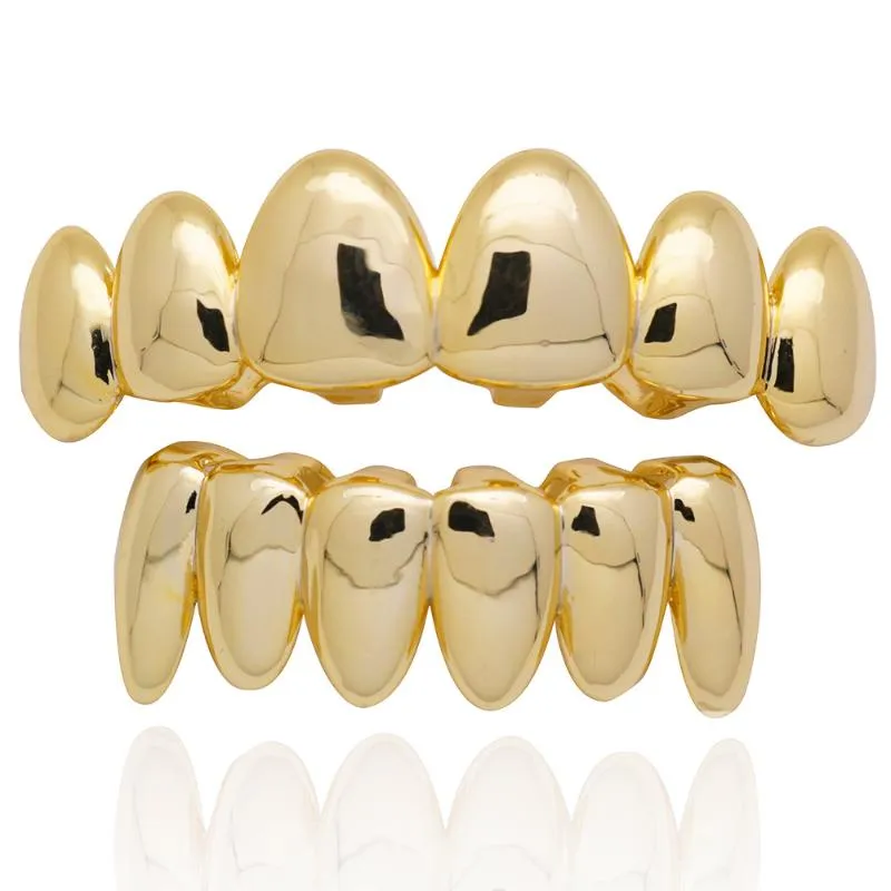 Hip hop nya tänder grillz iced out top botten tand uppsättning för män kvinnor 3 färger mode oregelbundna tand grillz smycken