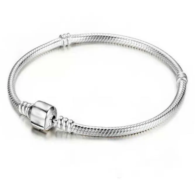 Factory Wholesale 925 Charm Sterling Silver Bracelets 3mm Snake Chain Fit Pandora Bead Bangle Bracelet Jewelry Gift For Men Women