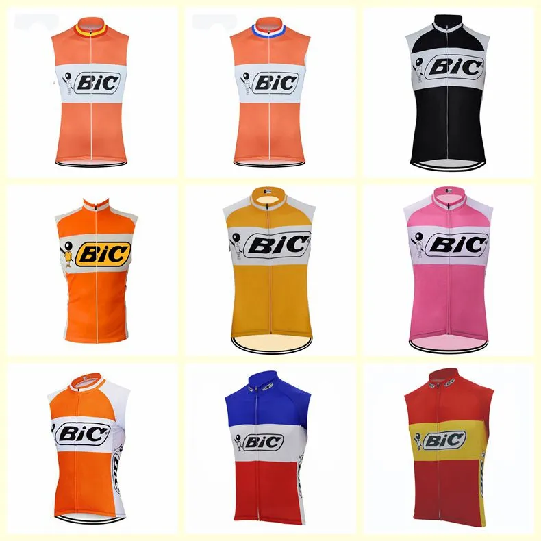 Bic Team Ciclismo Sem Mangas Jersey Colete Verão Homens Homens Bicicleta Tops Respirável Rápido MTB Roupas Uniforme de Esportes de Bicicleta U71705