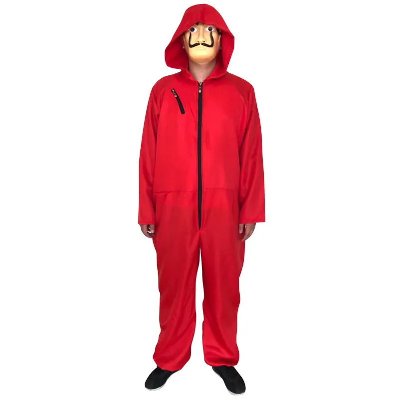 Halloween cos dali la casa de papel kostym ansiktsmask cosplay huset för papper roll som spelar parti vuxen cosplay pengar heist s-179l