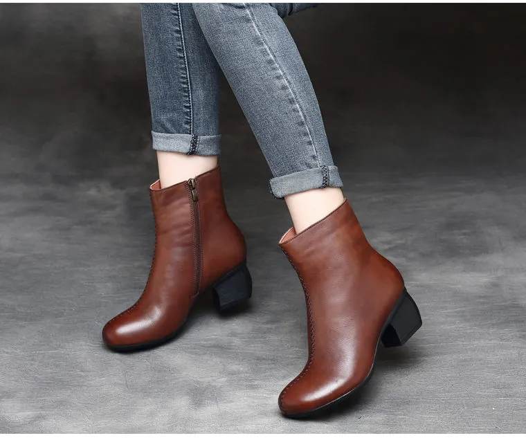 L4 Hommes Populaires Bottes En Cuir Pas Cher Chaud Belle